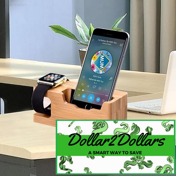 Bamboo Charging Dock Station Stand For Phones And Smart Watches