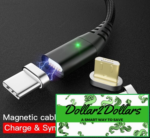 Magnetic Cable Micro Usb Fast Charging Adapter Comes With Type-C,Micro Plug & Apple Plug…Free Shipping